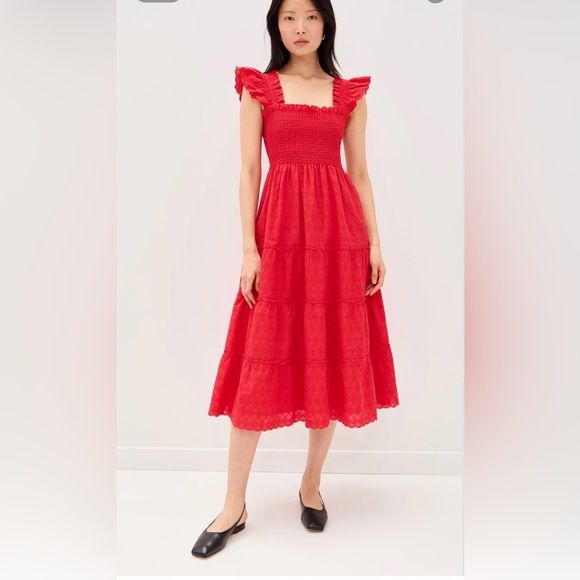 Hill House Dresses & Skirts - Hill House The Ellie Nap Dress Medium Color: Red Daisy Check Eyelet NWT
